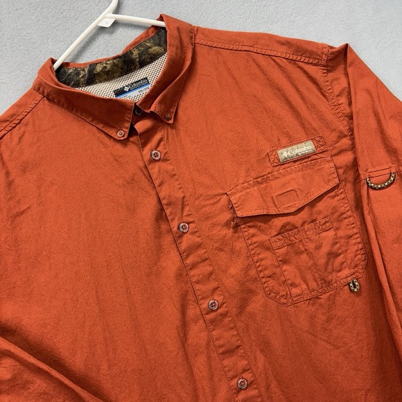 Columbia PHG Shirt Mens 2XL Orange Camo Trim Vented Long Sleeve Hunting Fishing - Picture 1 of 11